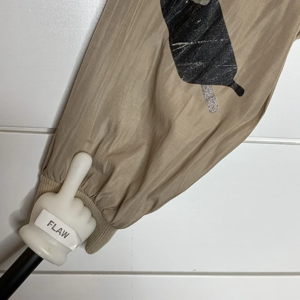 NOISY MAY Jacket Small Lip Stick Ice Cream Bars Tan Beige Short Cropped British - Picture 7 of 8